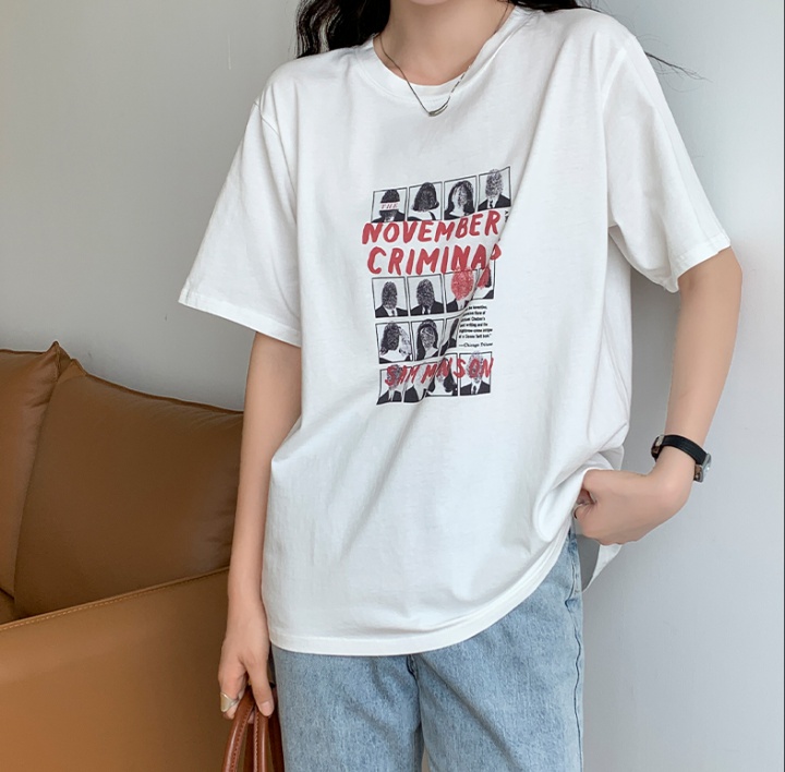 Printing thin T-shirt summer short sleeve tops for women