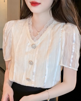 Lady Western style chiffon shirt lace small shirt