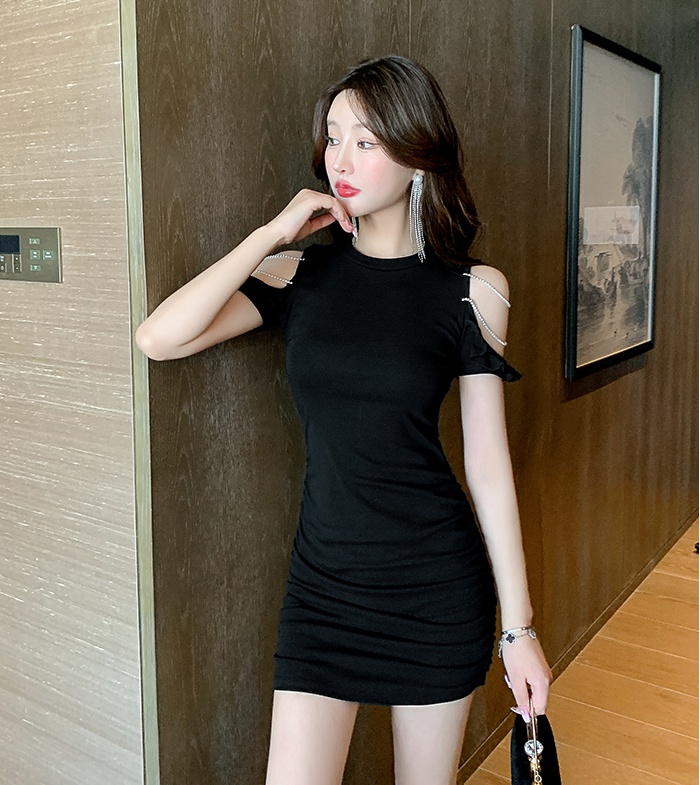 Sexy tight fold round neck fashion summer T-back for women
