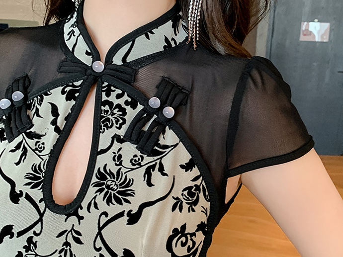 Spring and autumn slim dress retro sexy cheongsam for women