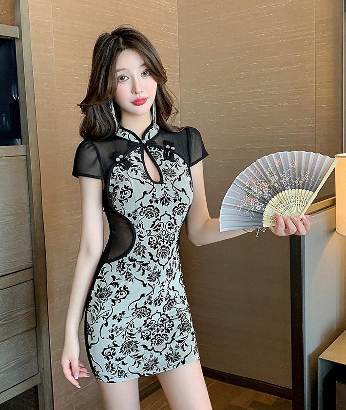 Spring and autumn slim dress retro sexy cheongsam for women