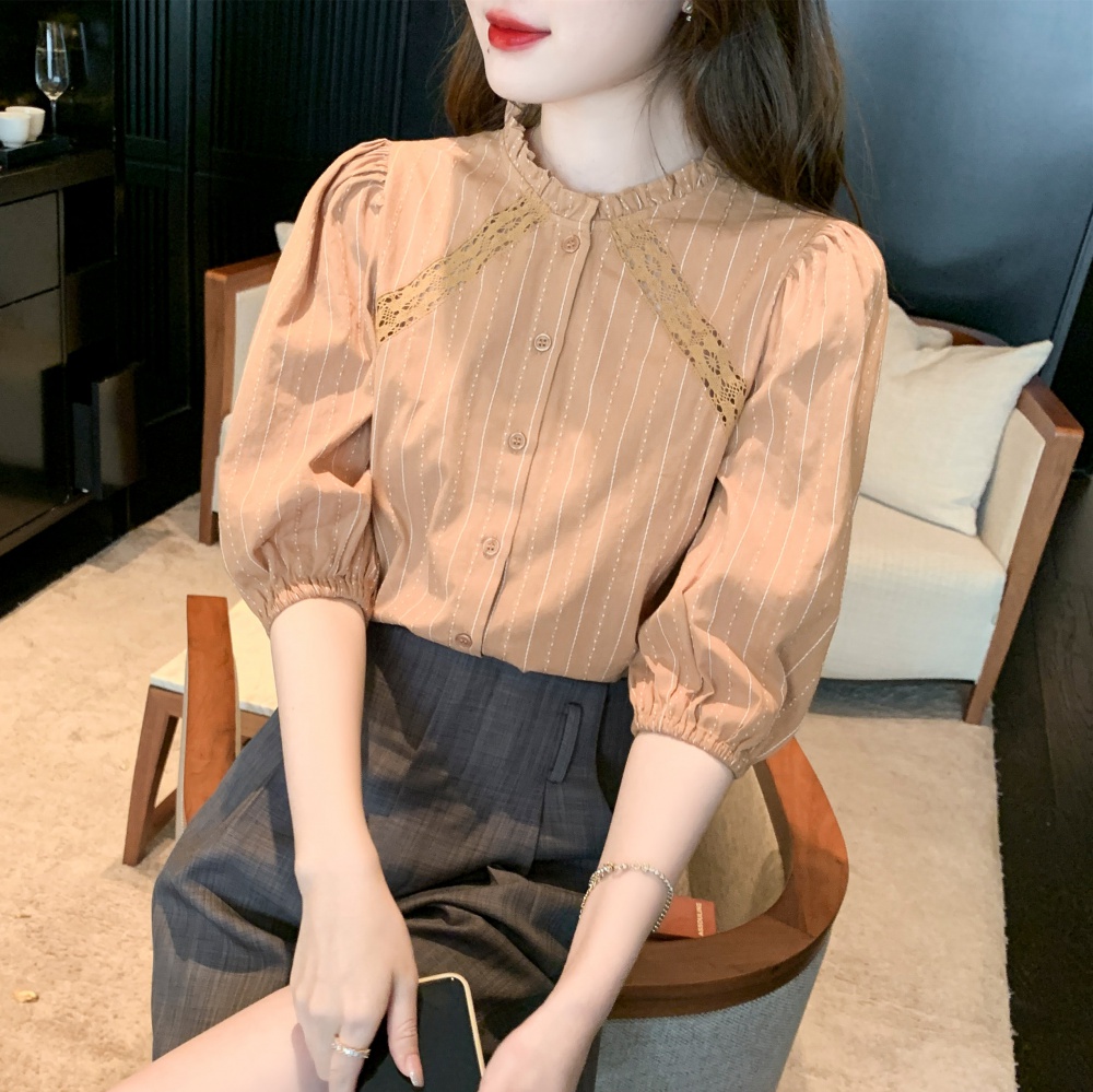 Splice summer tops lotus leaf edges temperament shirt