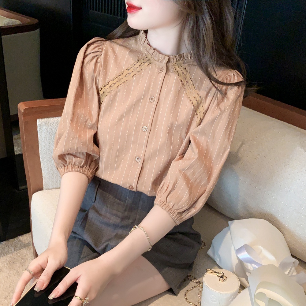 Splice summer tops lotus leaf edges temperament shirt