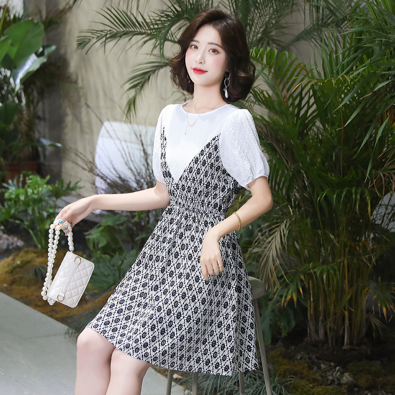 Summer thin temperament chiffon floral spring dress