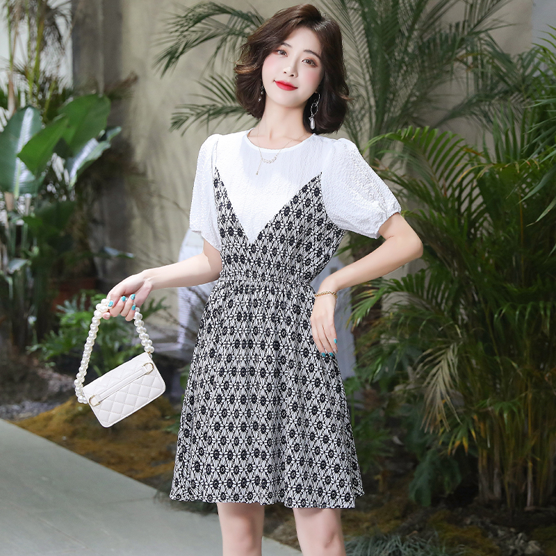 Summer thin temperament chiffon floral spring dress