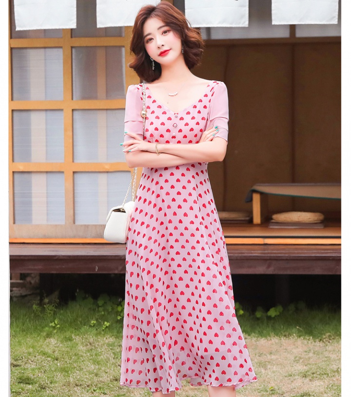 Chiffon slim pinched waist France style dress