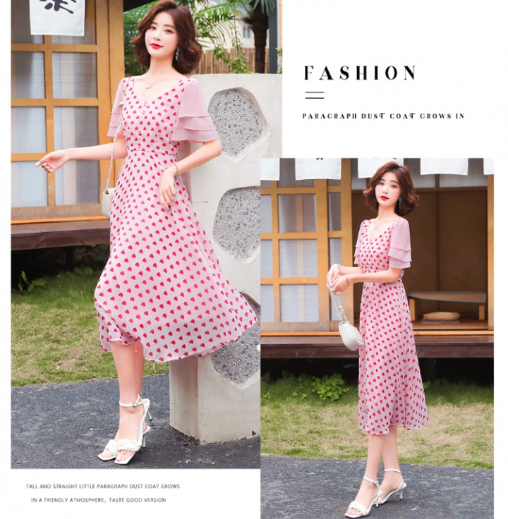 Chiffon slim pinched waist France style dress