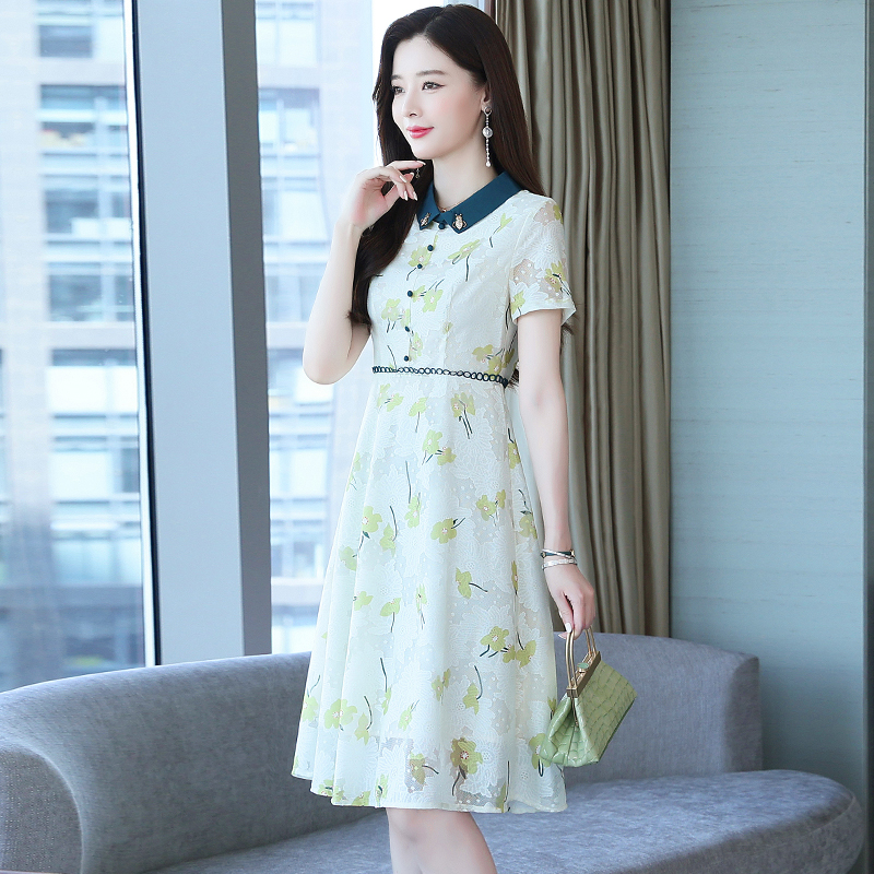 Exceed knee temperament slim middle-aged dress for women