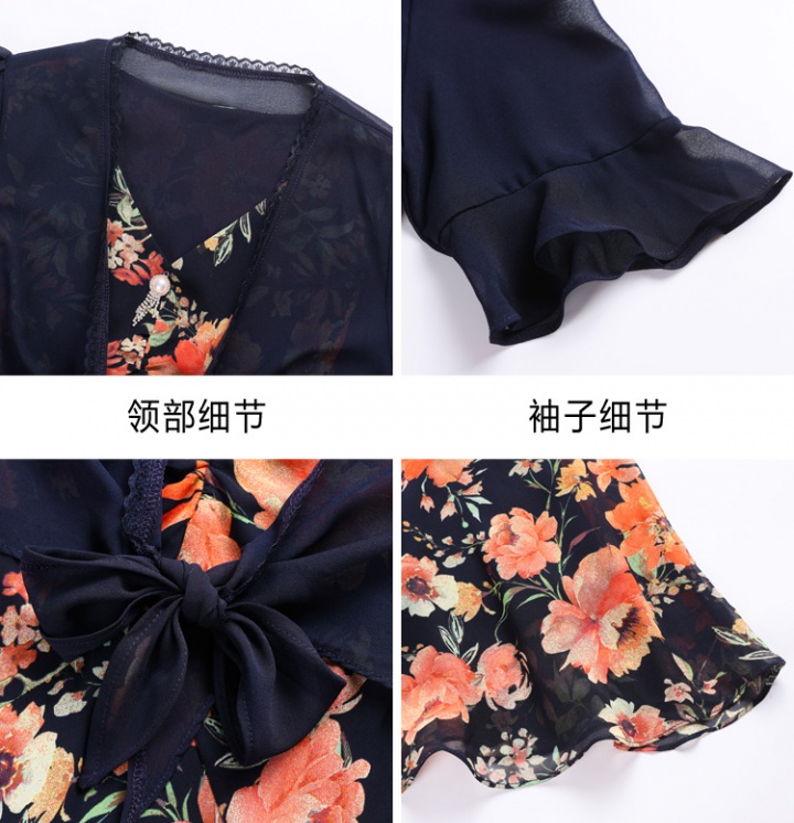 Slim summer dress Western style chiffon shawl 2pcs set