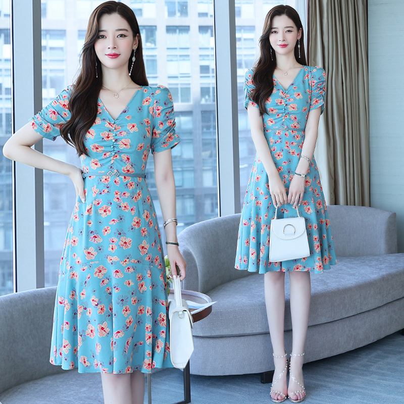 Chiffon summer France style floral dress for women