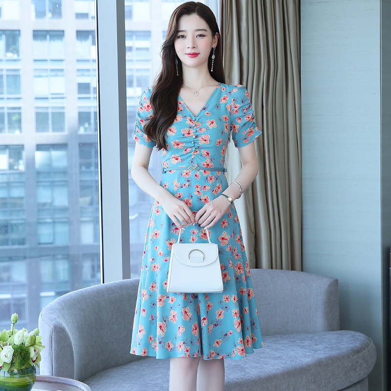 Chiffon summer France style floral dress for women