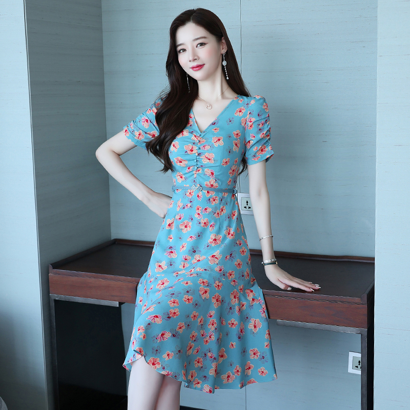 Chiffon summer France style floral dress for women