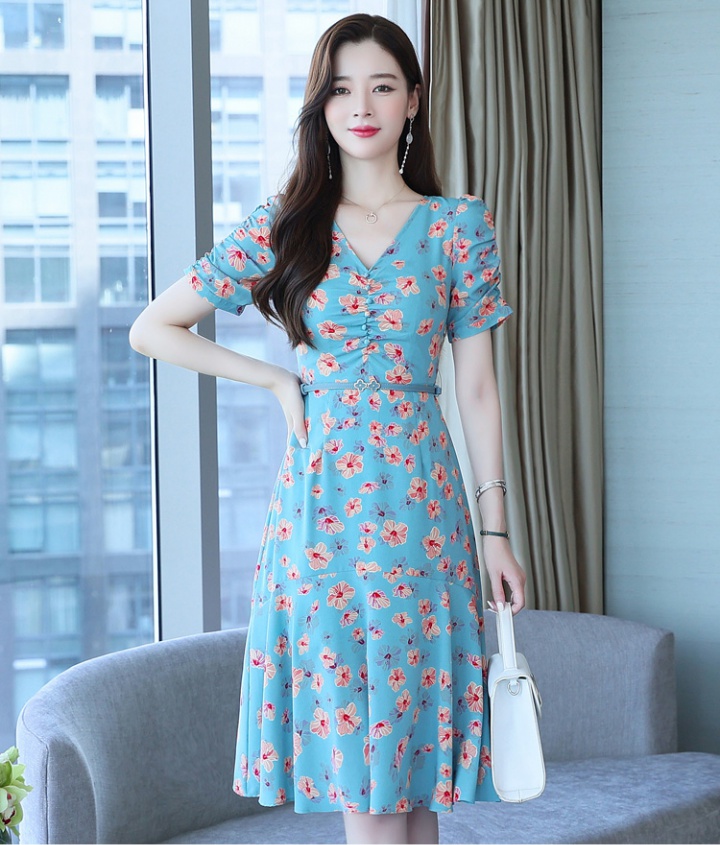 Chiffon summer France style floral dress for women