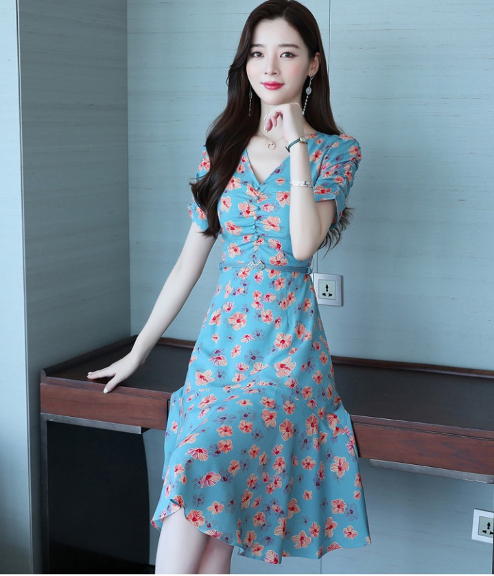 Chiffon summer France style floral dress for women