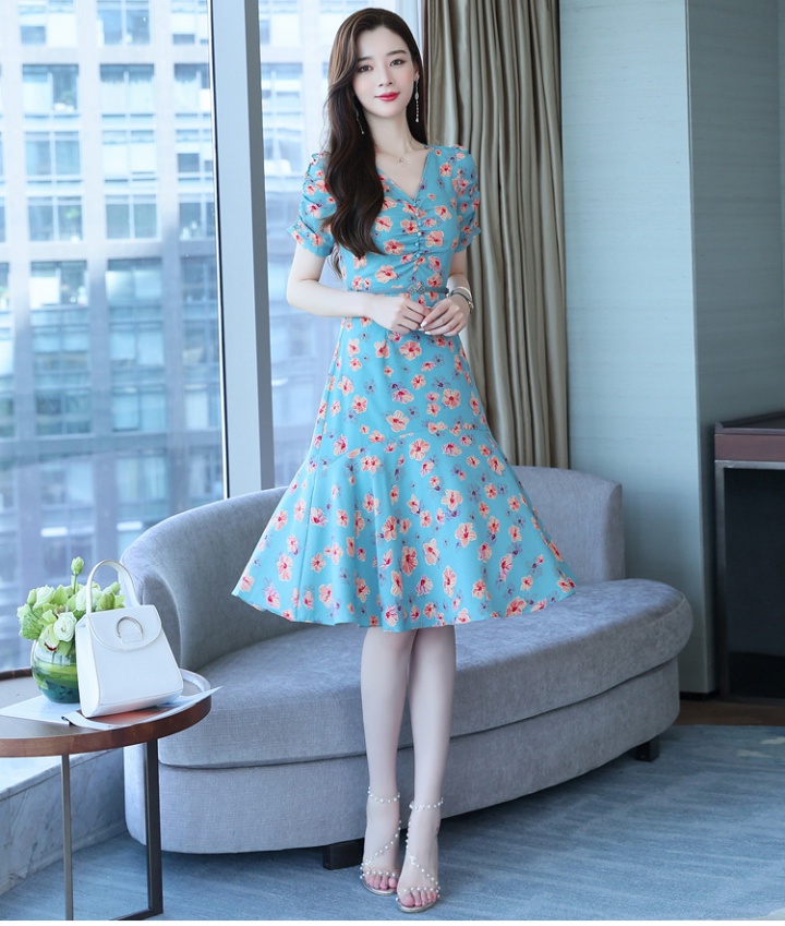 Chiffon summer France style floral dress for women