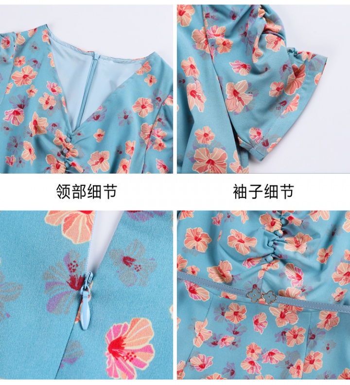 Chiffon summer France style floral dress for women