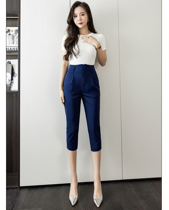 High waist straight pants summer cropped pants for women