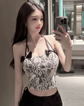 Sleeveless lace tops beauty back sexy vest for women