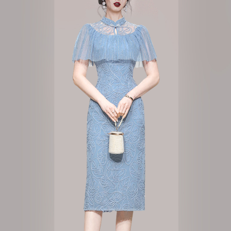 Western style gauze spring temperament long dress