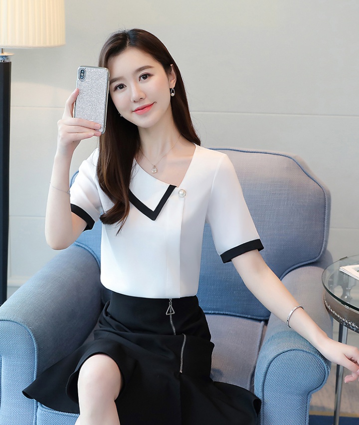 V-neck chiffon shirt Korean style small shirt for women
