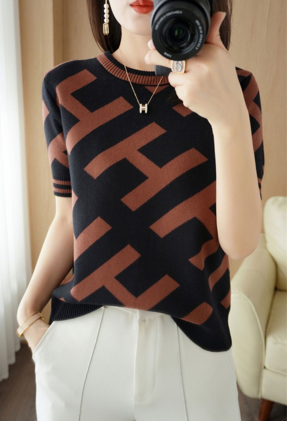 Letters bottoming tops Korean style sweater for women