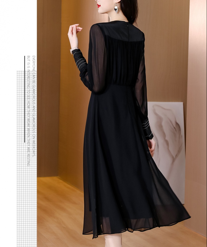 Chiffon temperament long France style V-neck dress