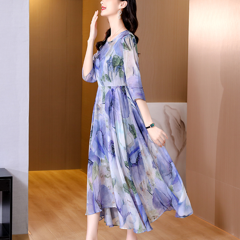 Printing light long dress elegant summer dress