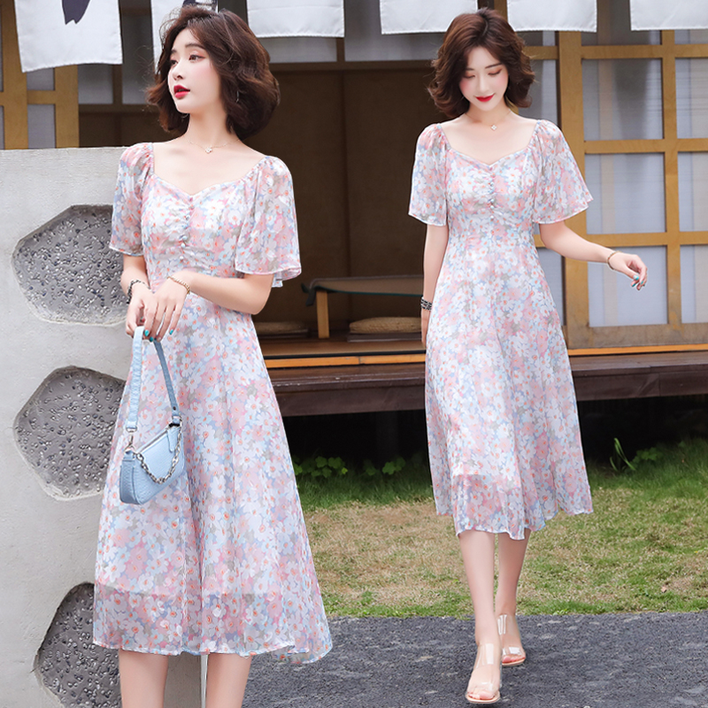 Slim summer ladies lady chiffon dress for women