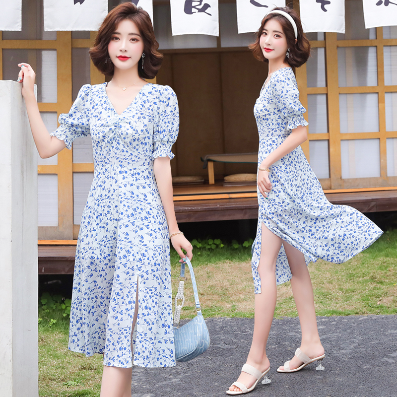 Thin France style long dress large yard dress for women