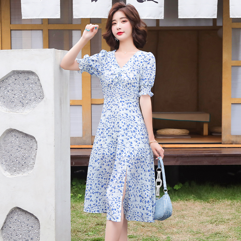 Thin France style long dress large yard dress for women