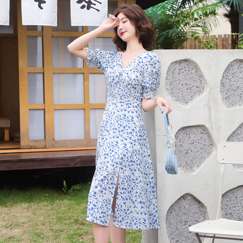 Thin France style long dress large yard dress for women