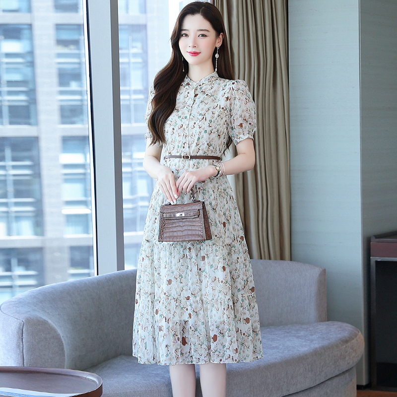 Summer show high floral Western style lady dress