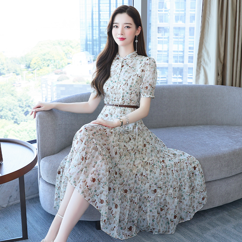 Summer show high floral Western style lady dress