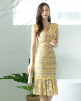 Temperament Korean style slim vest long spring dress