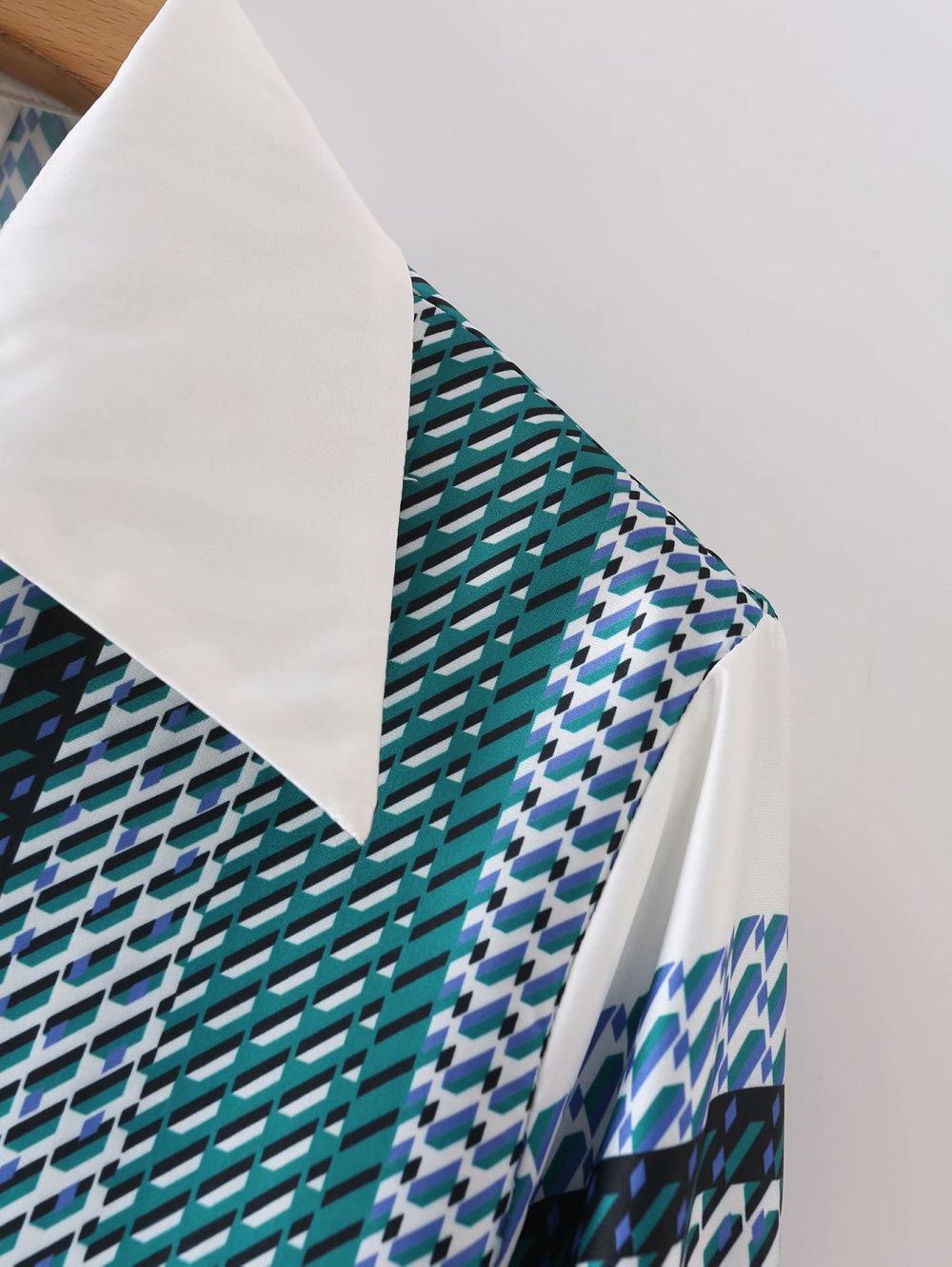 European style geometry cardigan long sleeve printing shirt