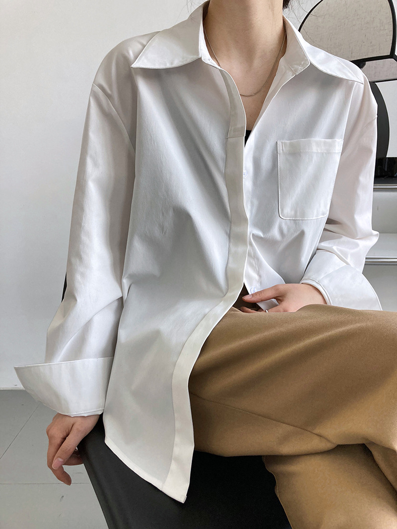 Loose pure slim spring and autumn shirt for women