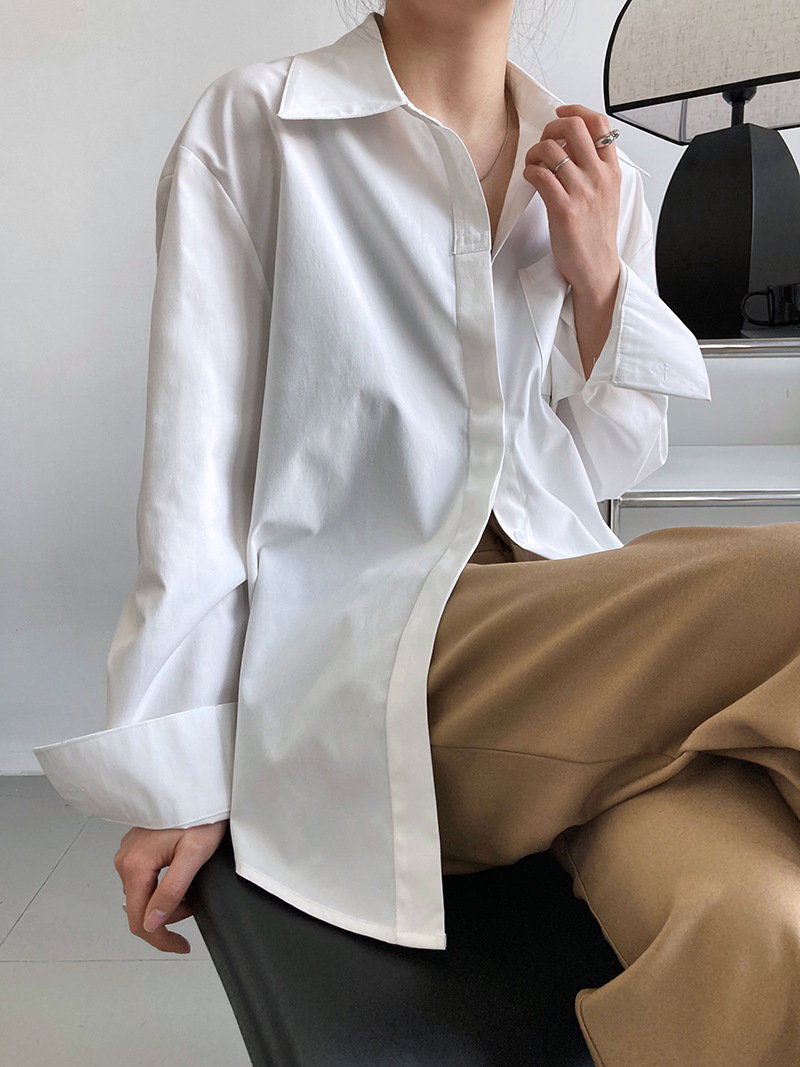 Loose pure slim spring and autumn shirt for women