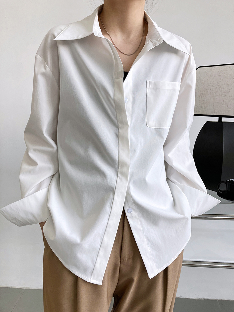 Loose pure slim spring and autumn shirt for women