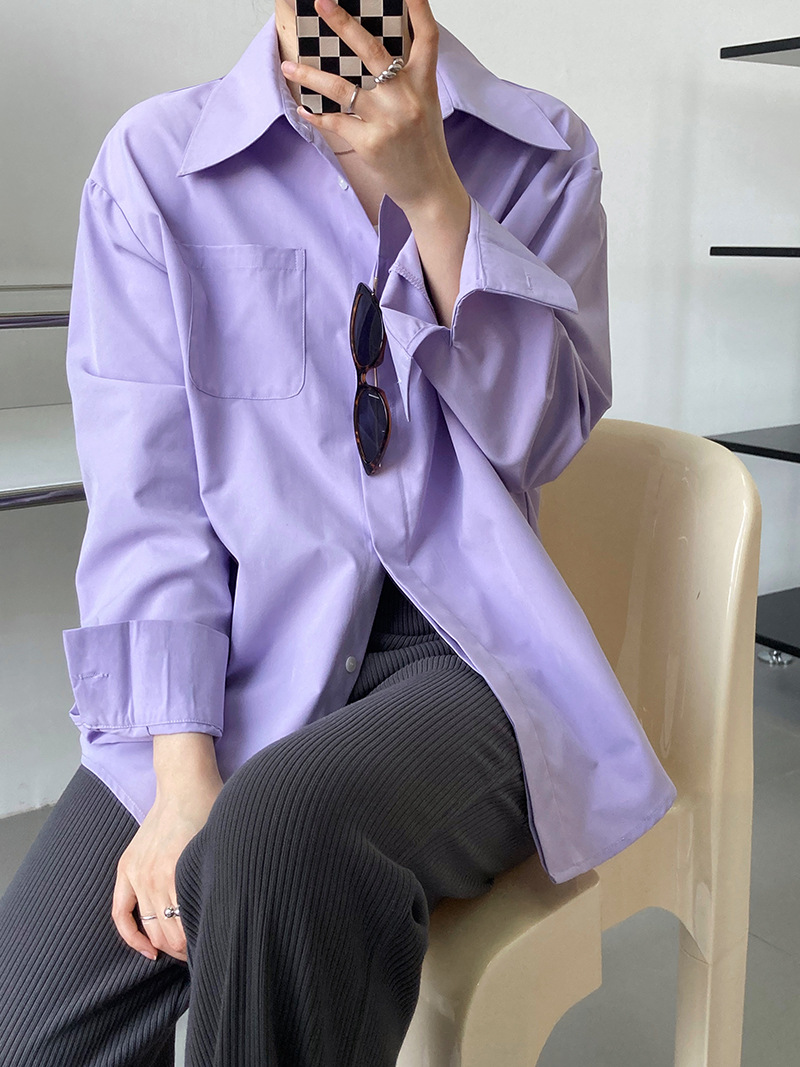 Loose pure slim spring and autumn shirt for women