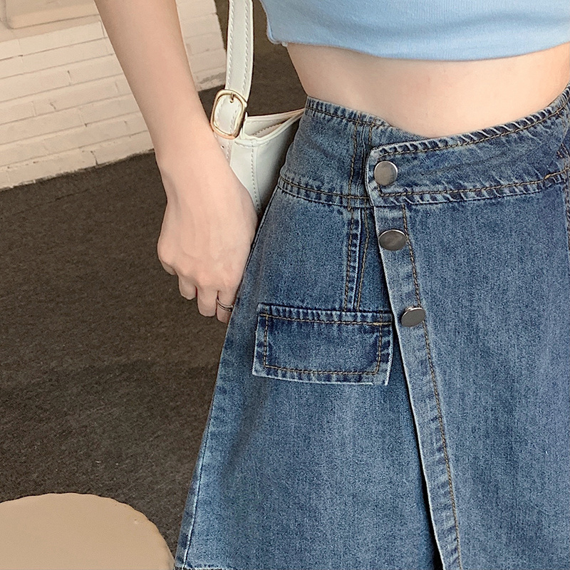 Irregular fat culottes high waist denim shorts for women
