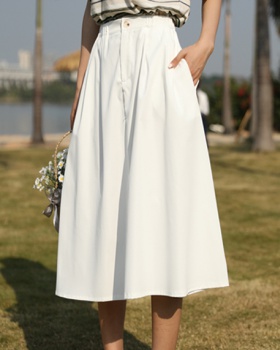 High waist all-match work clothing white skirt for women