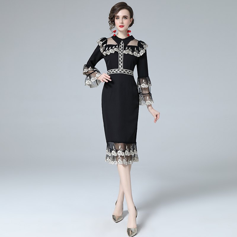 Retro court style slim lace dress for women