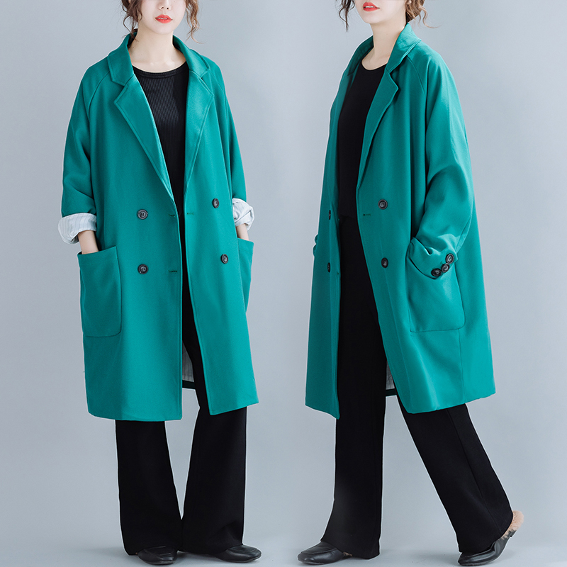 Cozy loose fat coat long slim business suit for women