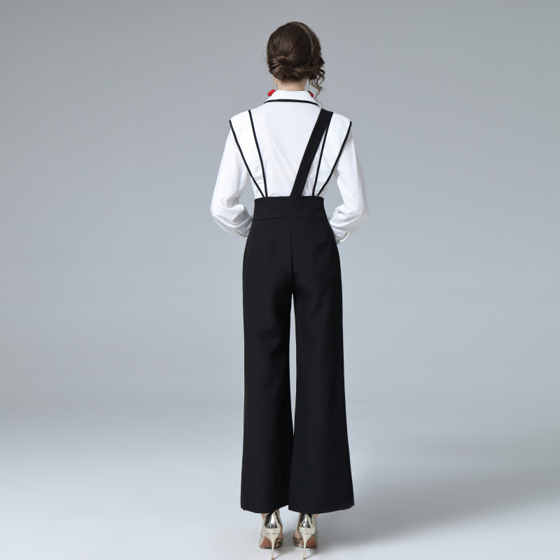 Autumn wide leg pants temperament shirt 2pcs set