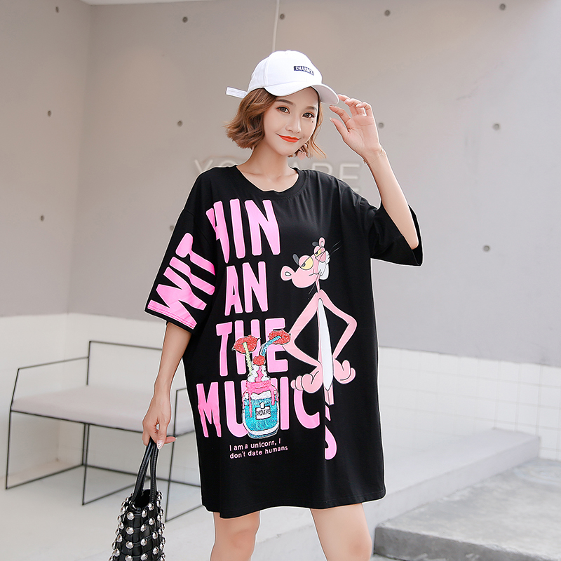 Pure cotton slim cozy printing large yard T-shirt for women