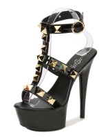 Rome patent leather hasp European style rivets sandals