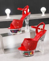 Thick colors sandals rhinestone ultrahigh high-heeled shoes