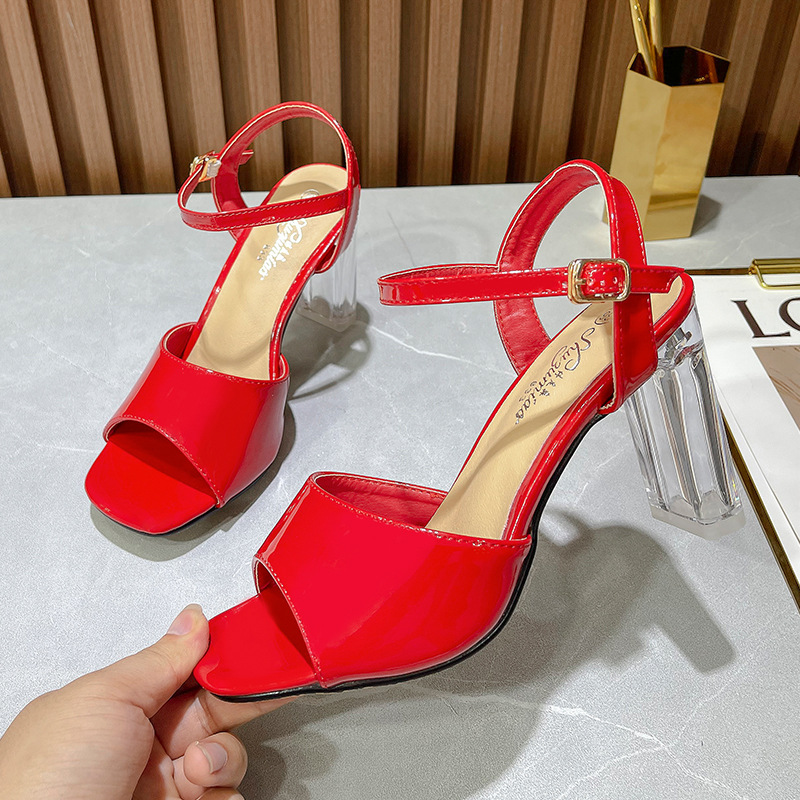 High-heeled hasp summer rubber sandals