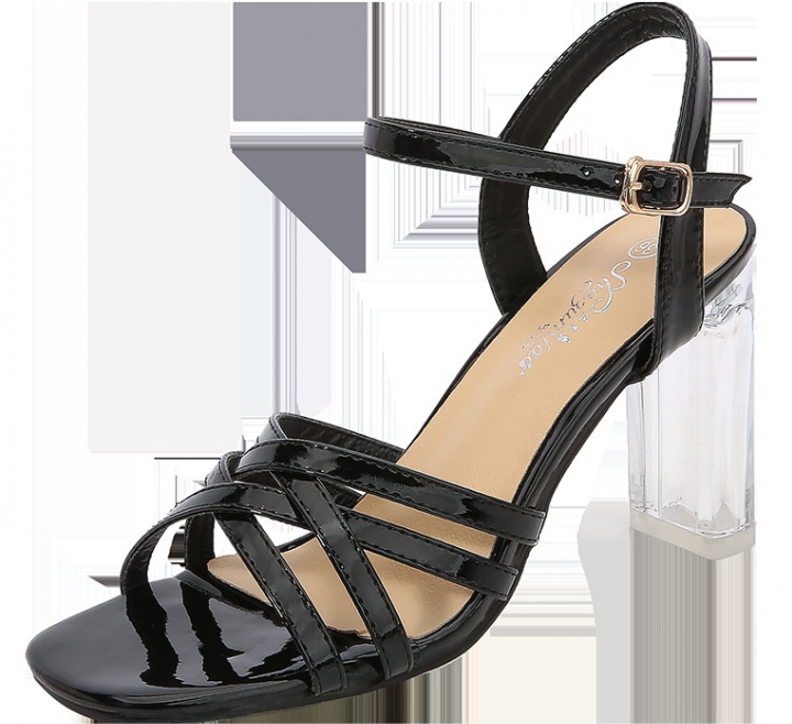 Summer hasp high-heeled patent leather sandals