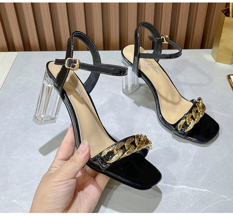Rubber sandals patent leather high-heeled shoes